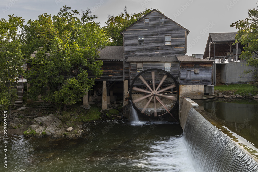 Old Grist Mill with Water Wheel and Dam