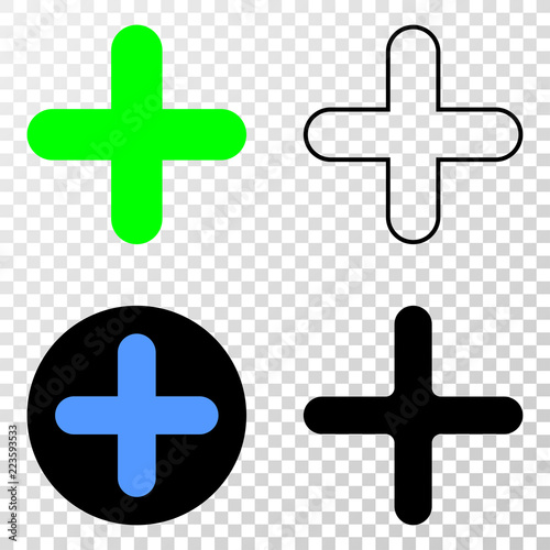 Cross EPS vector icon with contour, black and colored versions. Illustration style is flat iconic symbol on chess transparent background.