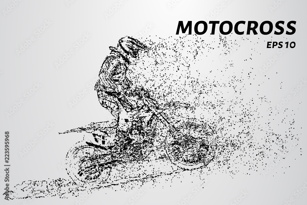 Motocross rider creates a cloud of dust and debris. Motocross rider creates a cloud of dust and debris.