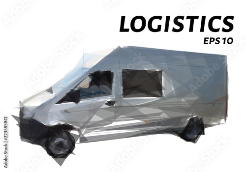 Logistics from triangles. Low poly logistics. Vector illustration.