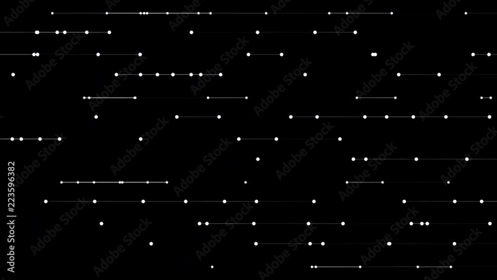 Seamless and colorful slow motion graphics background, evenly aligned points connected by lines move slowly from side to side