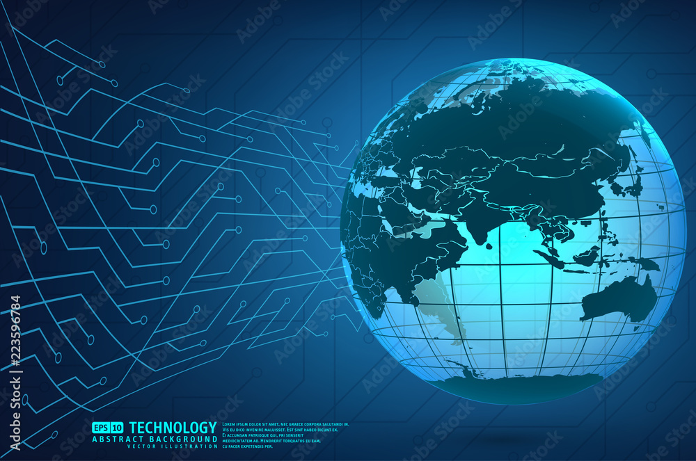 Abstract technology background with world globe Abstract technology background with world globe