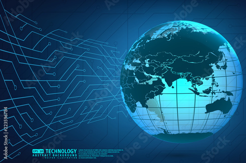 Abstract technology background with world globe