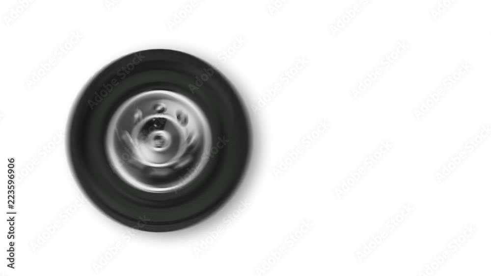 Loop video of rotating car wheel on white background. 3d render Loop video of rotating car wheel on white background. 3d render