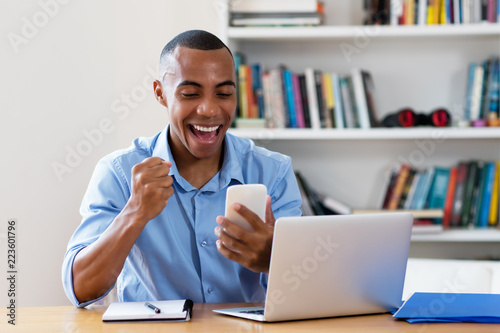 African american businessman making money photo