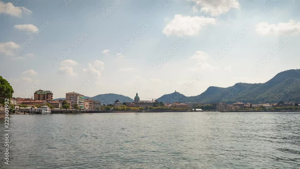 Time-lapse of the lakefront during a sunny summer day in Como, Lombardy, Italy Time-lapse of the lakefront during a sunny summer day in Como, Lombardy, Italy