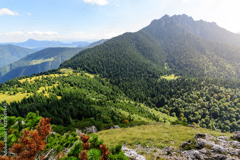 Colourful view from the Little Rozsutec hill in the national park Mala Fatra