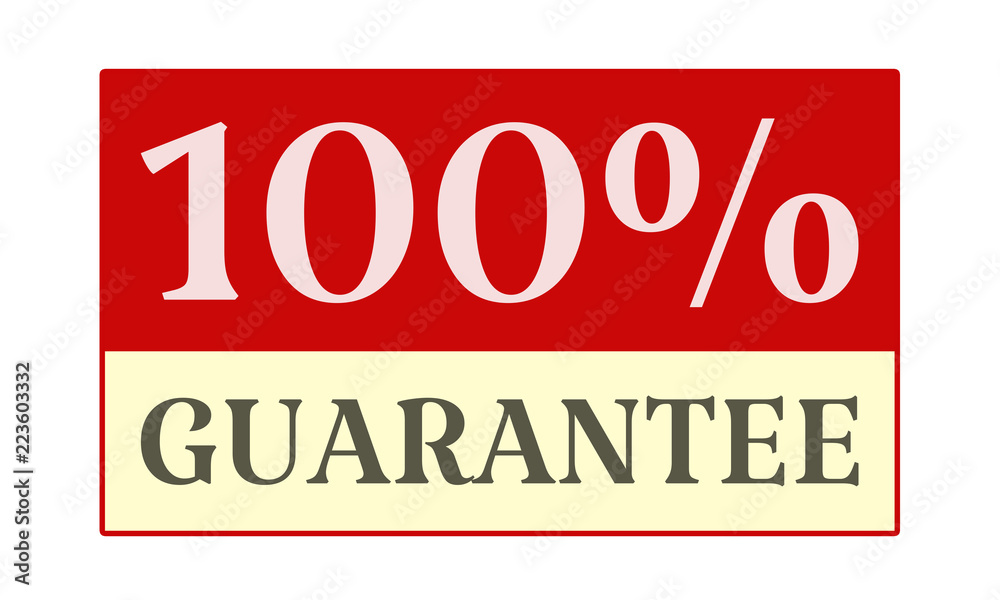 100% Guarantee - written on red card on white background