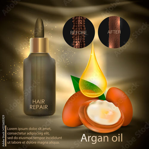 Argan oil for hair care. Vector