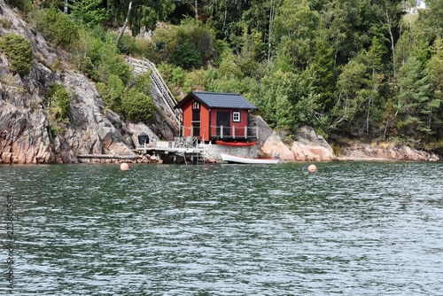 Cabane rouge de pêcheur, Åbyfjorden, Suède