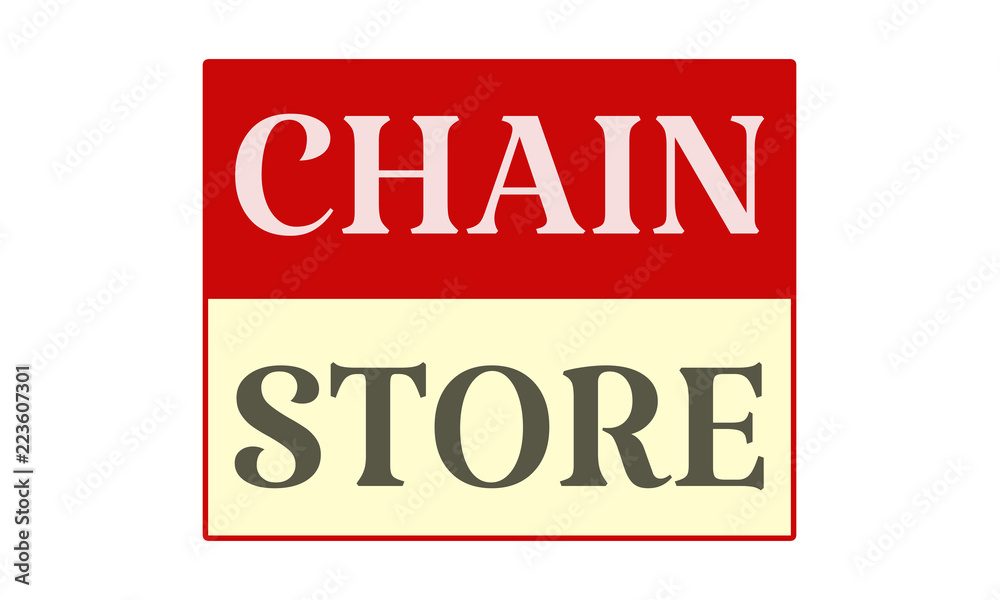chain store - written on red card on white background chain store - written on red card on white background