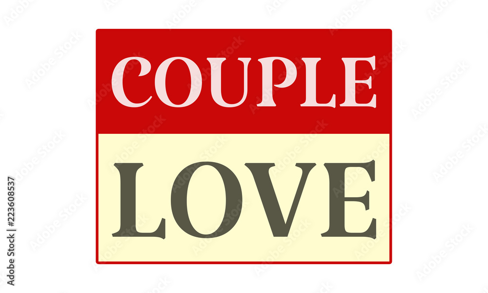 Couple Love - written on red card on white background Couple Love - written on red card on white background