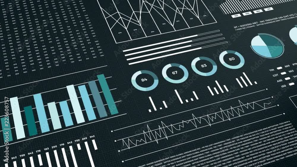 Statistics, financial market data, analysis and reports, numbers and graphs.