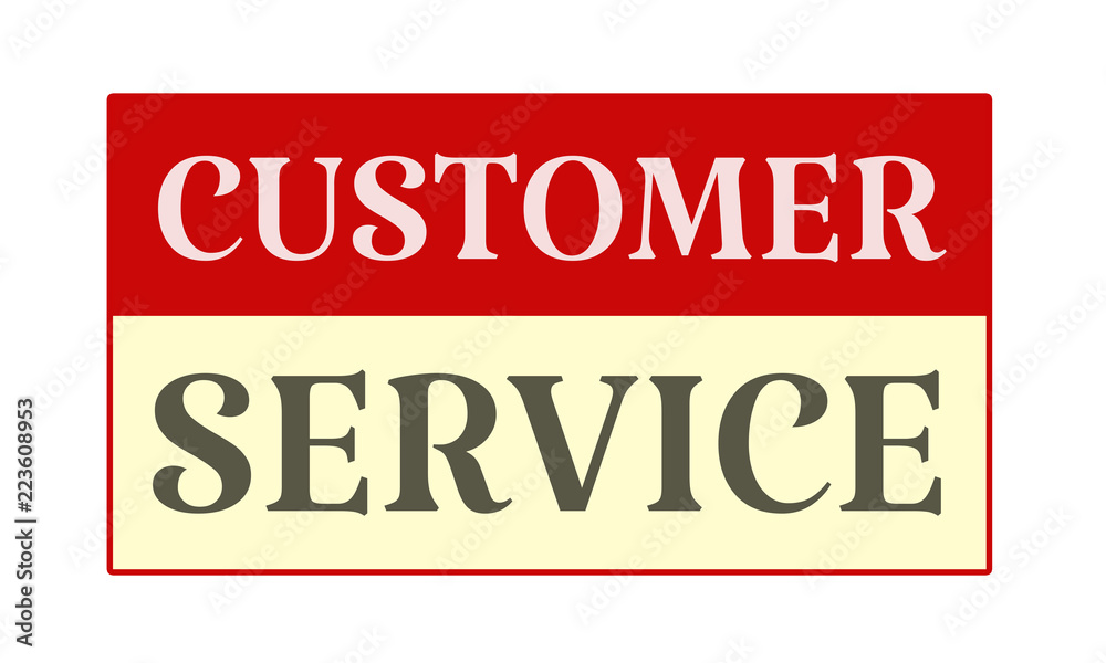 Customer Service - written on red card on white background Customer Service - written on red card on white background