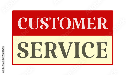 Customer Service - written on red card on white background