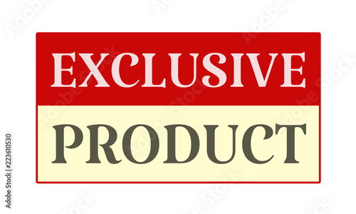Exclusive Product - written on red card on white background