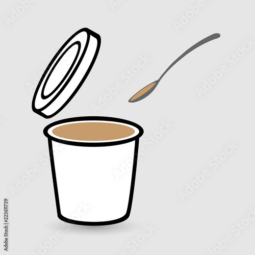 Open container with lid and spoon