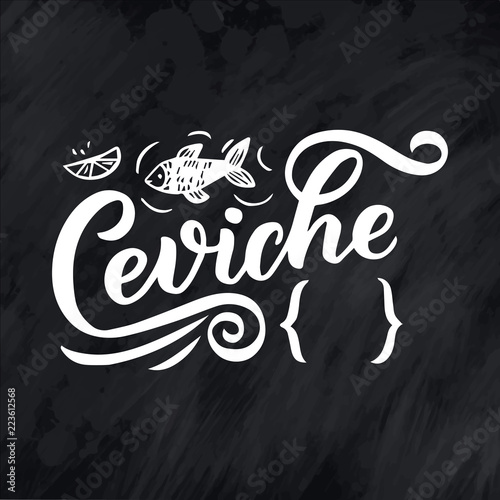Mexican Menu lettering with traditional food names Guacamole, Enchilada, Tacos, Nachos and more. Vector vintage illustration on chalk background