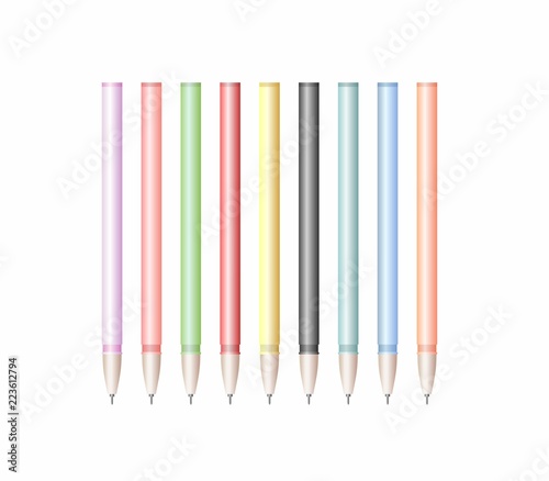 set of colorful pens
