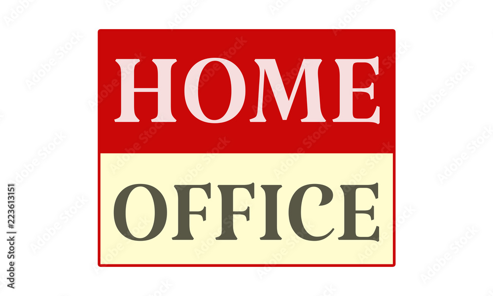 Home Office - written on red card on white background Home Office - written on red card on white background