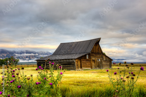 old barn in field