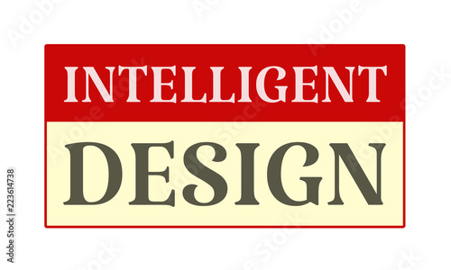 Intelligent Design - written on red card on white background