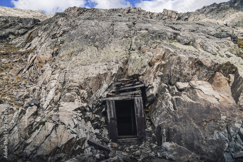 A mine in the side of a mountain in Colorado. 