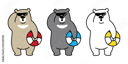 Bear vector Polar Bear icon logo beach swim ring cartoon character illustration