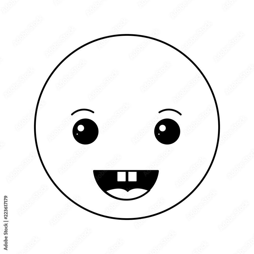 Fototapeta premium cartoon happy head kawaii character