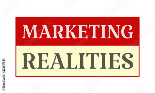 Wallpaper Mural Marketing Realities - written on red card on white background Torontodigital.ca