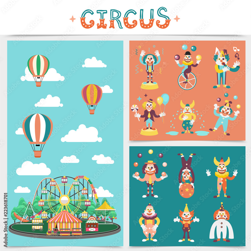 Obraz premium Flat Carnival Elements Concept