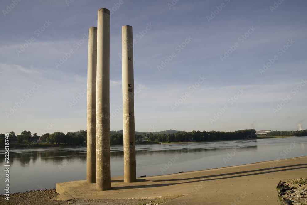 water level markers and indicators for flood level Stock Photo Adobe