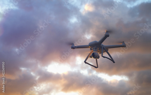 Drone on Cloud Background