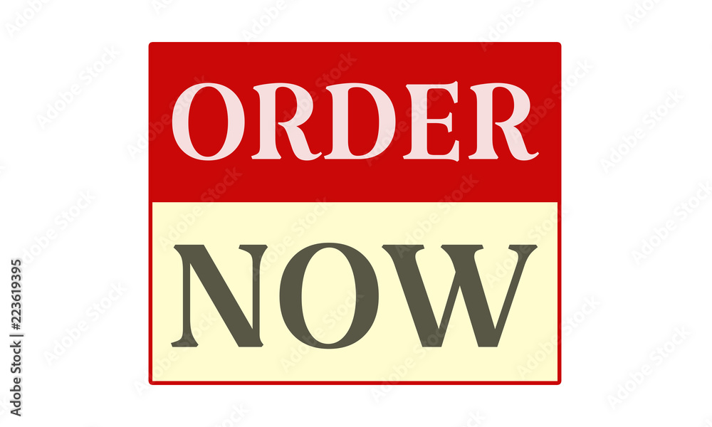 Order Now - written on red card on white background Order Now - written on red card on white background