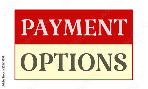 Payment Options - written on red card on white background