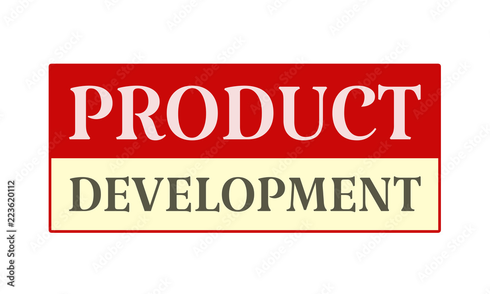 Product Development - written on red card on white background Product Development - written on red card on white background
