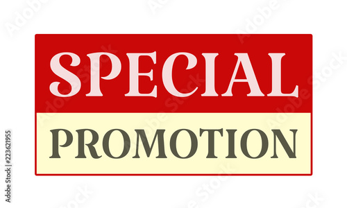 Special Promotion - written on red card on white background