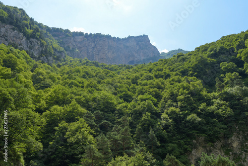 Mountain view of Tsey gorge. Republic of North Ossetia - Alania, Russia photo