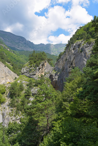 Mountain view of Tsey gorge. Republic of North Ossetia - Alania, Russia