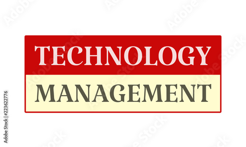 Technology Management - written on red card on white background