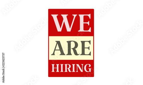 We Are Hiring - written on red card on white background
