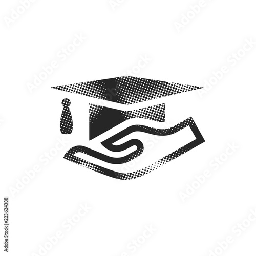 Halftone Icon - Hand holding diploma