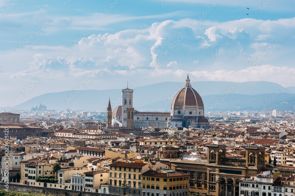 View of Cathedral of Santa Maria del Fiore in Florence, Italy. Summer