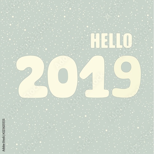 Hello 2019 hand lettering inscription. Winter poster