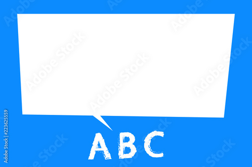 Flat design Vector Illustration Empty esp template copy text for Ad, promotion, poster, flyer, web banner, article. Blank Rectangular Speech Bubble with Tail pointing to three Letters A B C