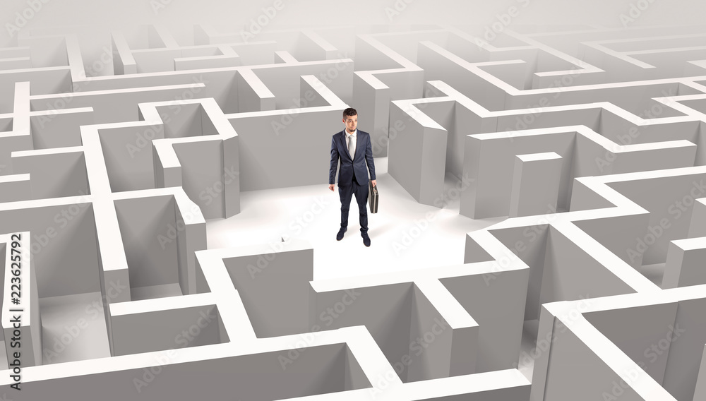 Young businessman standing in a middle of a 3D maze
Young businessman standing in a middle of a 3D maze