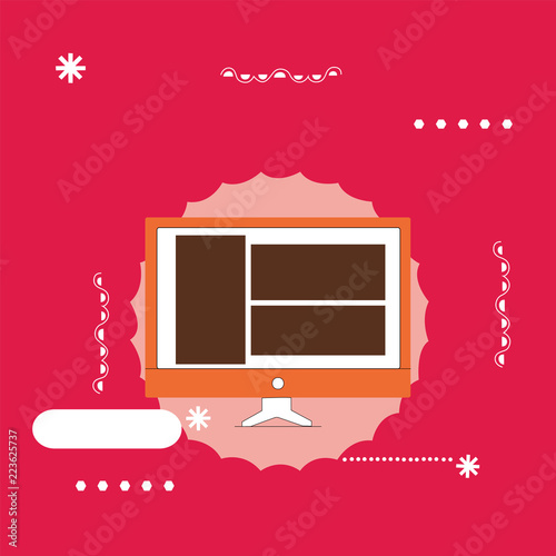 Flat design Vector Illustration Empty esp template copy text for Ad, promotion, poster, flyer, web banner, article. Website Page Layout on Computer Monitor Screen Mounted Hardware Device