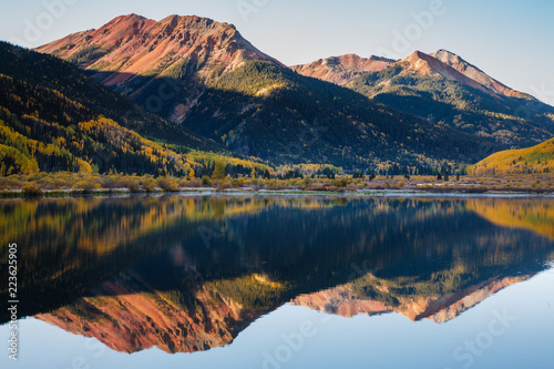 Beautiful and Colorful Colorado Rocky Mountain Autumn Scenery - Crystal Lake in the San Juan Mountains.