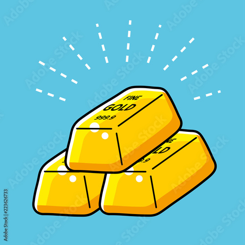 Shiny gold bars stack vector icon.