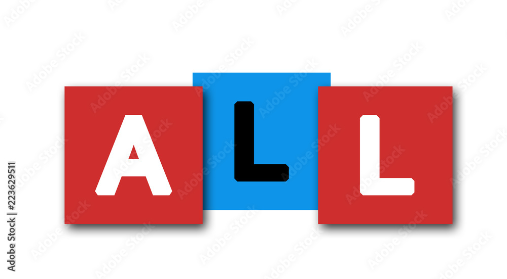 All - letters written in beautiful boxes on white background All - letters written in beautiful boxes on white background